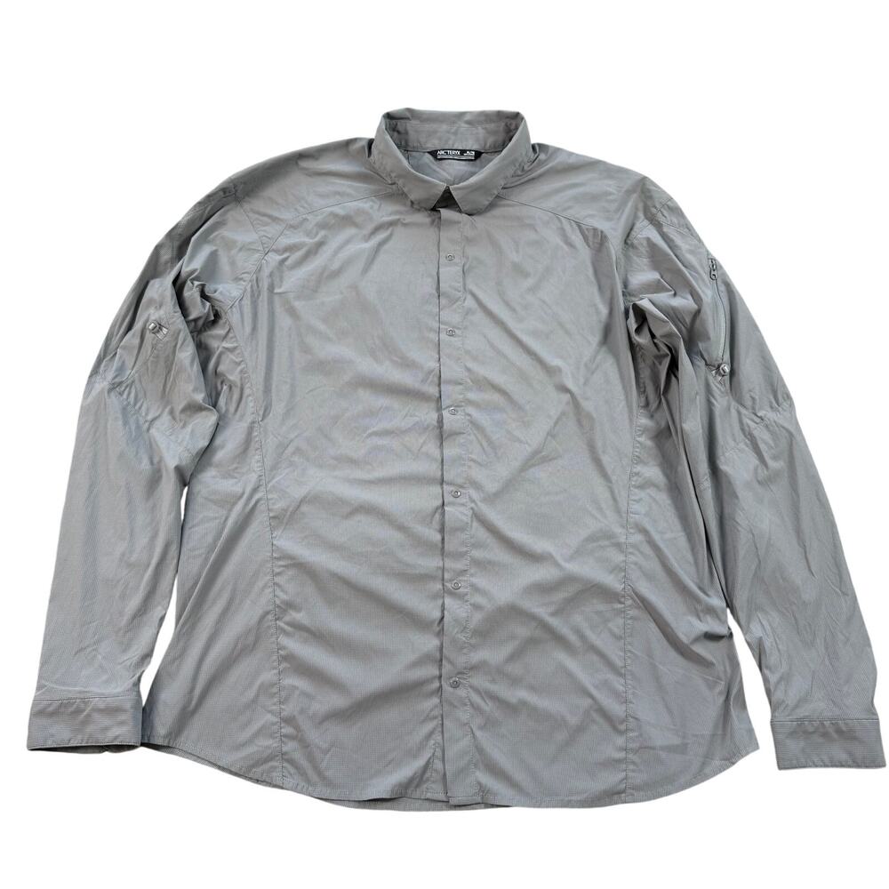 Arc'teryx Elaho LS Shirt Men's XL Gray Snap Button Hiking Outdoor Nylon